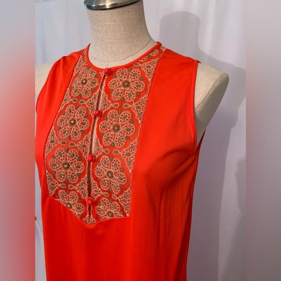 Vintage gossard Artemis maxi nightgown orange retro 70’s embroidered nightie S - Picture 2 of 9